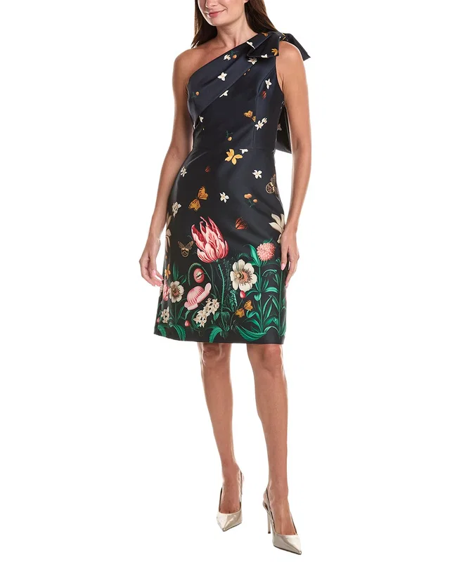 Teri Jon by Rickie Freeman Mikado Floral Butterfly One-Shoulder Cocktail Dress, image 1 of 1 from Rue La La