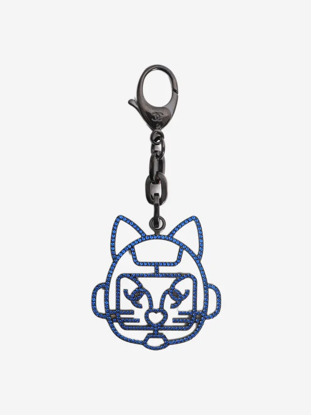 Chanel Blue crystal robot cat keyring in Blue from Sign of the Times