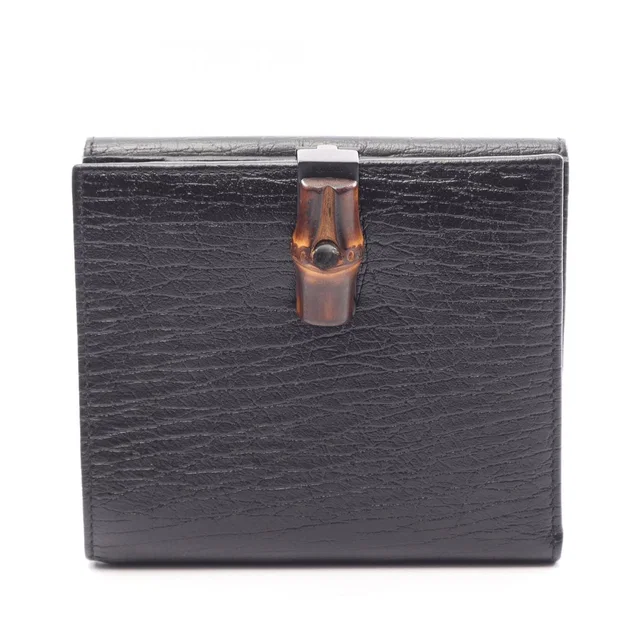 Gucci Bifold Wallet Bamboo Black Leather Snap in Black Leather from The Reluxe