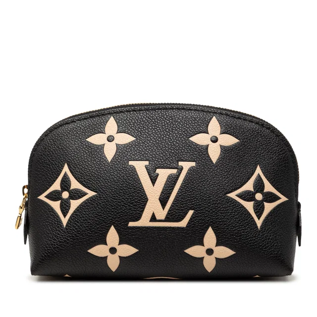 Black Louis Vuitton Bicolor Monogram Empreinte Giant Cosmetic Pouch in Black Leather from Designer Revival