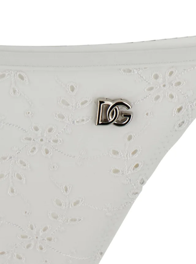 DOLCE E GABBANA white Bikini with embroidered design and DG logo in Tech Fabric Woman in White, photo 5 of 6 from Gaudenzi Boutique