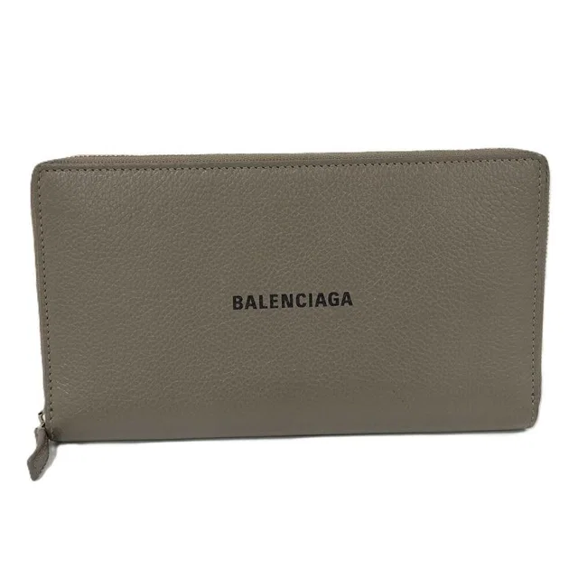 Balenciaga Wallet Round Fastener Leather Grey Ju in Grey Leather from The Reluxe