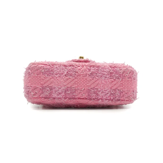 Chanel Mini Matelasse Faux Pearl Chain Shoulder Bag Pink Tweed Gold Hardware in Pink Tweed from Luxury Promise, photo 2 of 2