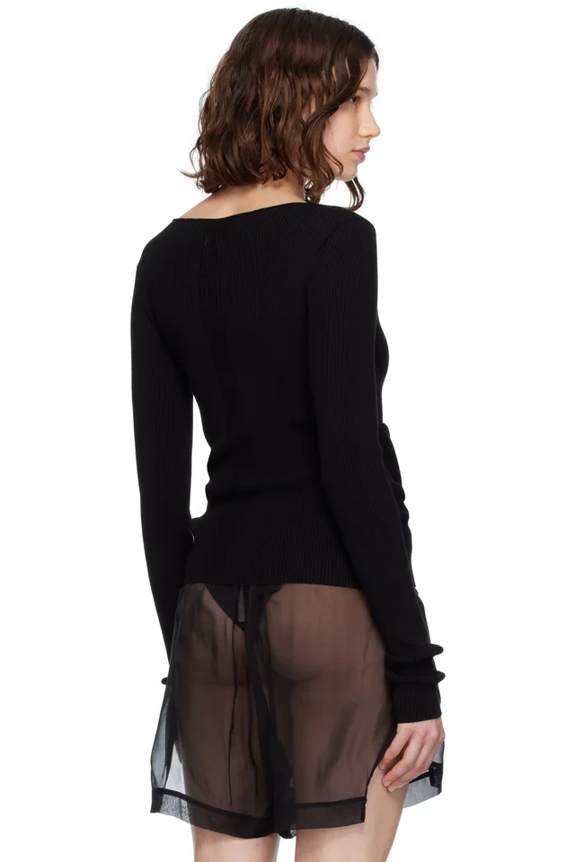 Rick Owens Black Concordians Ribbed Knit Babel Sweater, photo 3 of 4 from SSENSE
