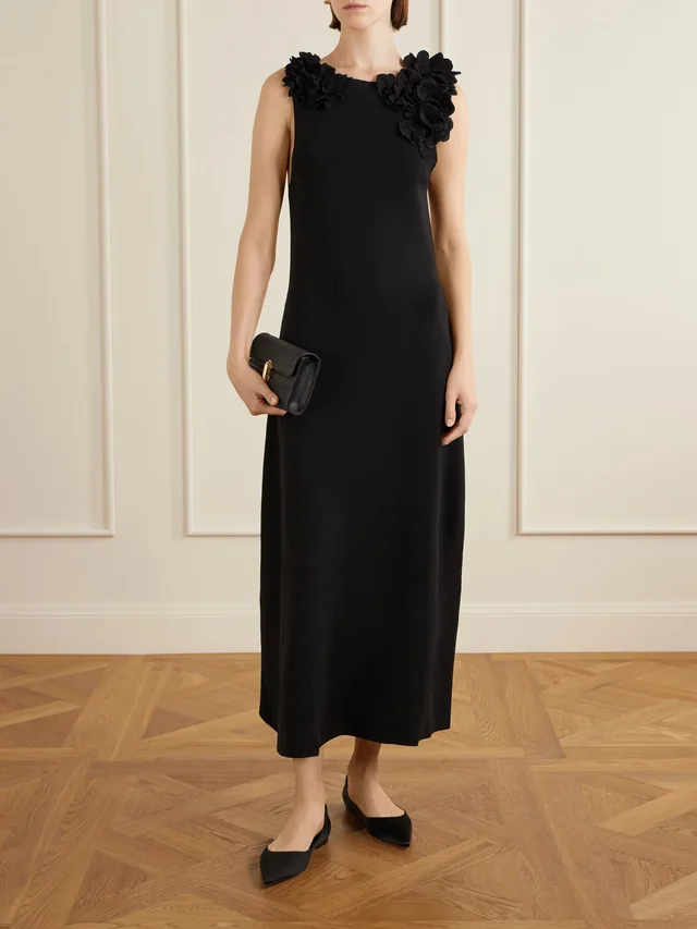 ALTUZARRA Floral-appliquéd jersey maxi dress in Black, photo 2 of 2 from NET-A-PORTER (Canada)