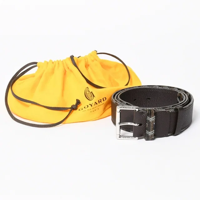 Goyard Belt Triton Black Brown Silver in Black Canvas from The Reluxe