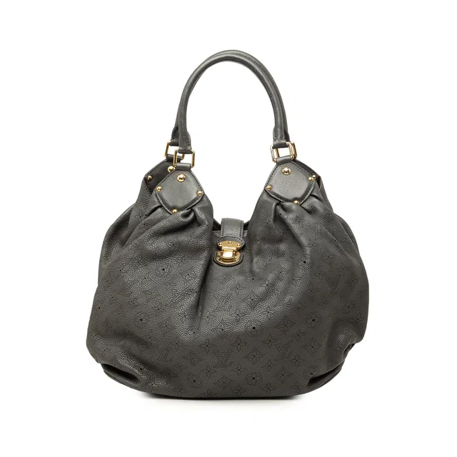 Gray Louis Vuitton Monogram Mahina L Hobo Bag in Grey Calfskin from Designer Revival