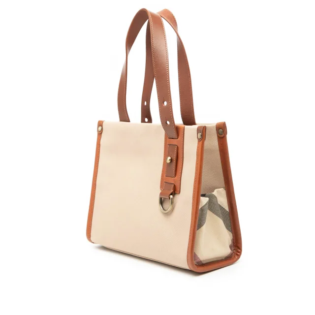 Beige Burberry Canvas Tote in Beige Canvas from Designer Revival, photo 2 of 6