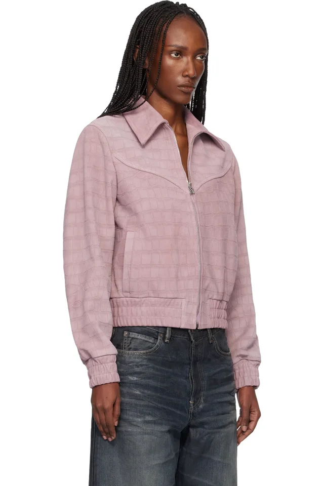 AMIRI Pink Western Croc Suede Jacket, photo 2 of 2 from SSENSE