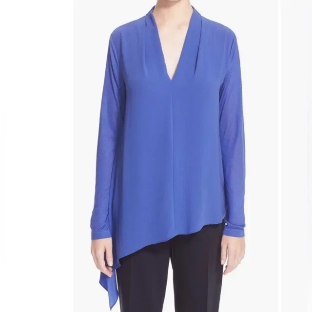 Escada Asymmetrical Jersey Blouse Sz 36/M in blue from Poshmark