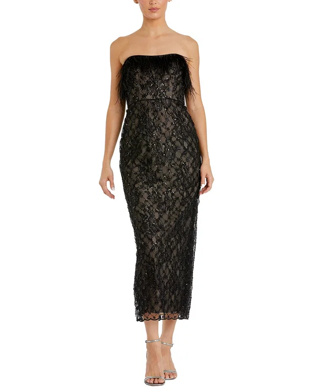 Mac Duggal Feather Embellished Strapless Column Ankle Dress, image 1 of 1 from Rue La La
