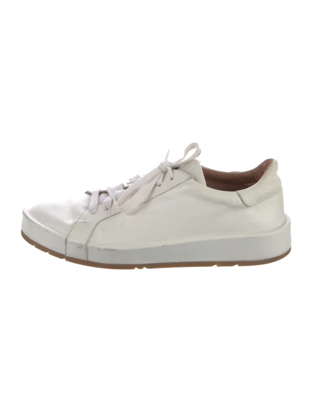 Jil Sander Leather Sneakers in white Leather from The RealReal