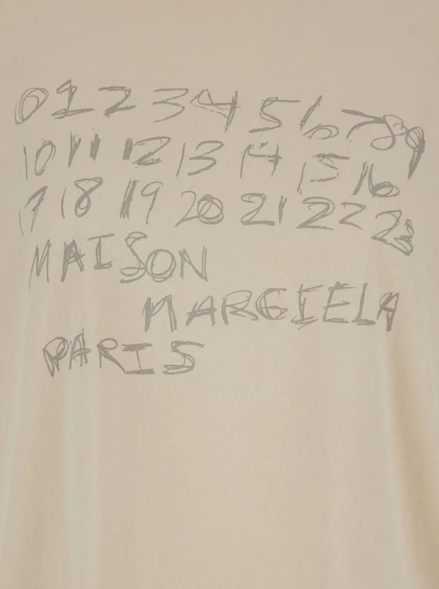 Maison margiela White Crew Neck T-Shirt with Large Logo Print on the Front in Cotton for Women in White 100% Cotton, photo 5 of 6 from Gaudenzi Boutique