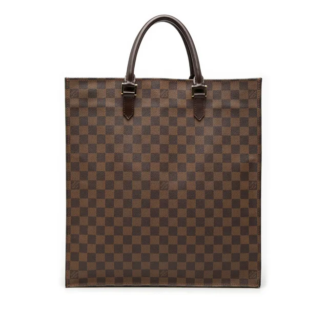 Brown Louis Vuitton Damier Ebene Sac Plat Tote Bag in Brown Canvas from Designer Revival