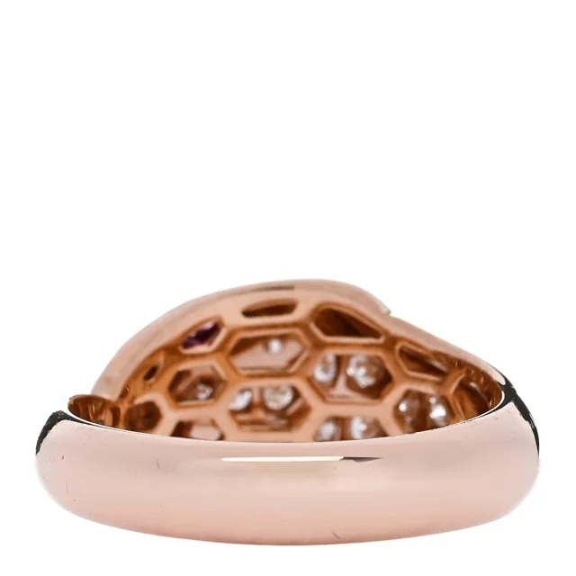 Bvlgari 18K Rose Gold Diamond Rubellite Serpenti Seduttori Ring 55 7.25 in Pink from FASHIONPHILE, photo 4 of 6
