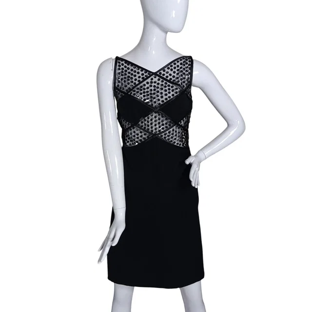 Valentino Garavani 2001 Dress Black Beaded Silk Ribbon Cutout Lace Insets in black Silk from Poshmark