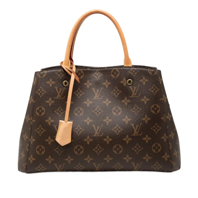 Brown Louis Vuitton Monogram Montaigne MM Satchel in Brown Coated canvas from Designer Revival