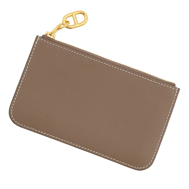Hermès Zip Ango Chaine d'Ancre Card Case Etoupe Evercolor in Taupe from GALLERY RARE