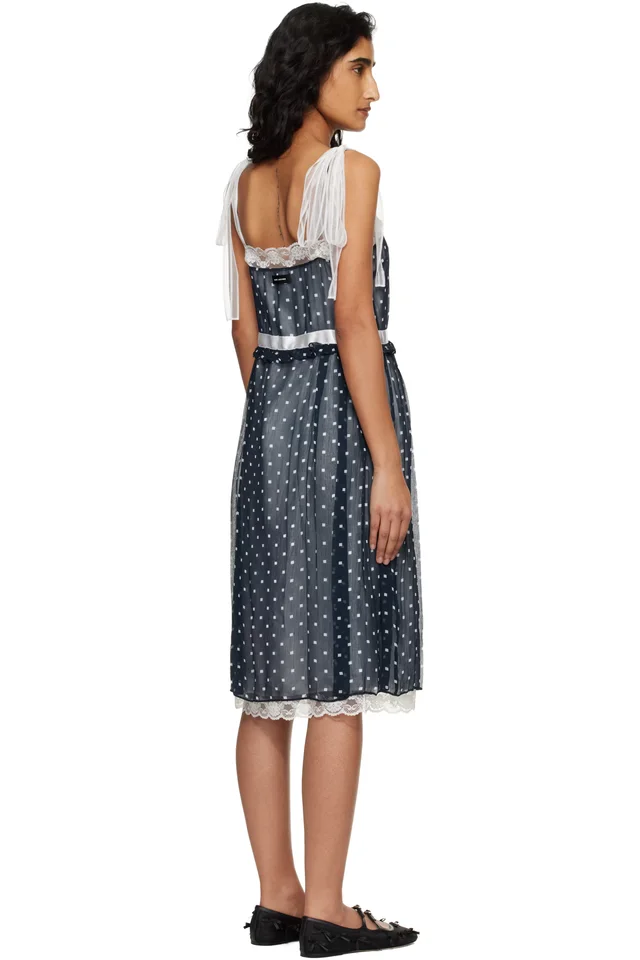 Marc Jacobs Navy Ribbon Strap Chiffon Midi Dress, photo 3 of 4 from SSENSE