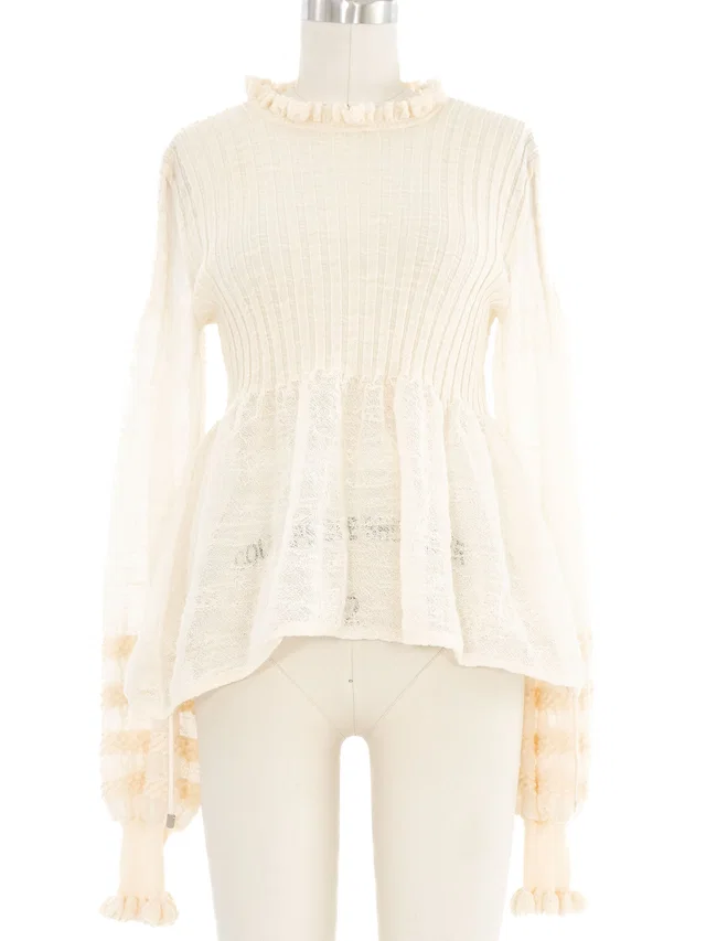 Chanel Knit Peasant Sleeve Top from Arcade Vintage