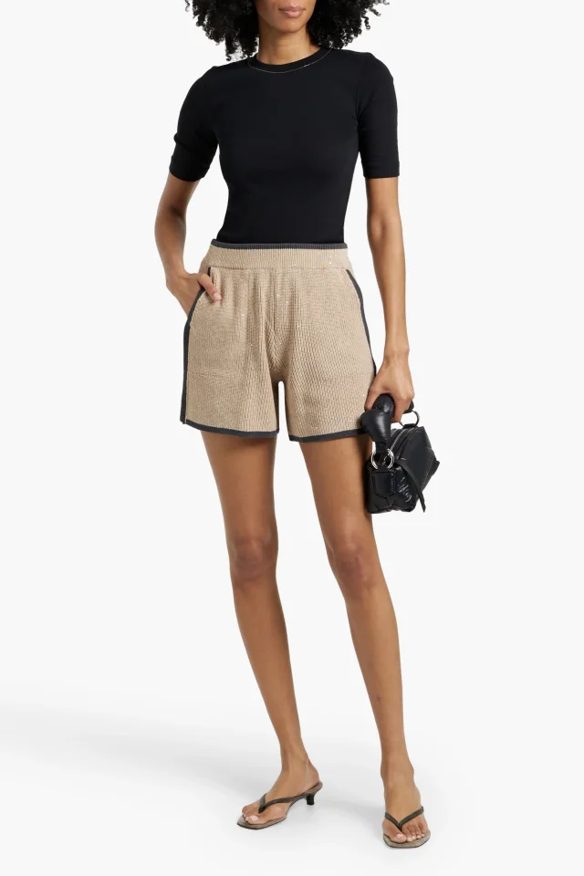Brunello Cucinelli Sequin-Embellished Cotton-Blend Knit Shorts in Beige, photo 2 of 4 from THE OUTNET