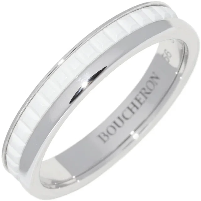 Boucheron Quatre Double White Au750 White Gold White Ceramic Ring Size 56 in White Ceramic from LuxUness