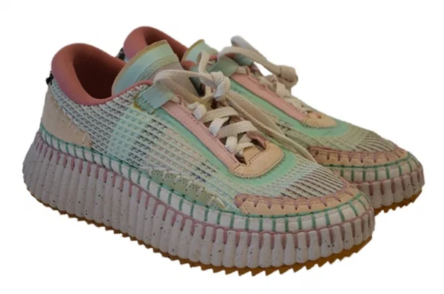 Chloé Nama Mesh and Suede Low Top Trainers - Size 38 (5) in Multi-coloured Polyester from Oxfam Online Shop