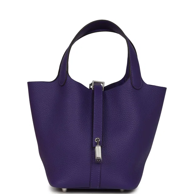 Hermès Picotin Lock 18 Purple Clemence Palladium Hardware in Purple Clemence leather from Madison Avenue Couture