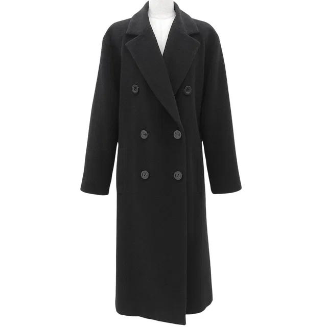 Dior Wool Logo Button Double Breasted Coat #11 Black in Black Wool from VINTAGE QOO TOKYO