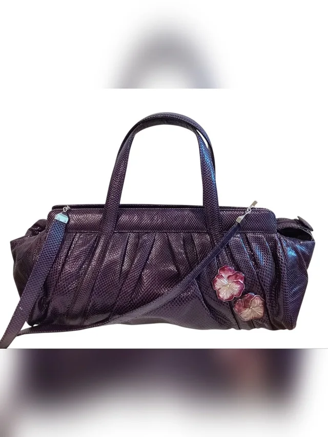 Judith Leiber Judith Lieber Vintage Exotic Pleated Snakeskin Top Handle Shoulder Bag in purple from Poshmark