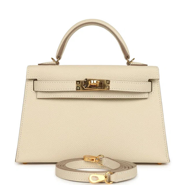 Hermès Special Order (HSS) Kelly Sellier 20 Craie Verso Epsom Gold Hardware in White Epsom leather from Madison Avenue Couture