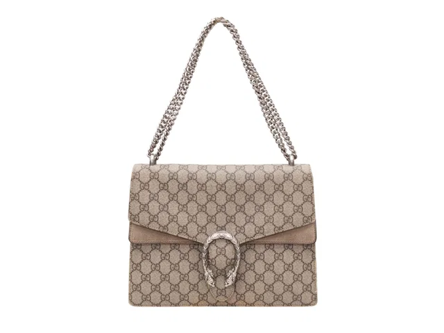 Taupe Gucci Dionysus Medium Flap Bag in Taupe Suede from Designer Revival
