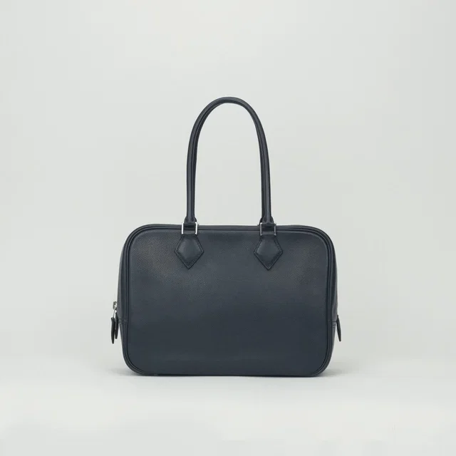 Hermès Plume 28 Tote Evercolor Blue Indigo Navy Silver Handbag Business in Navy from The Reluxe