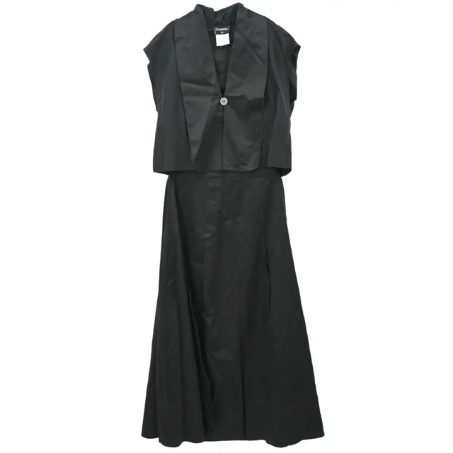 Chanel 1999 Setup Top Skirt Black #38 #36 in Black from AMORE Vintage Tokyo