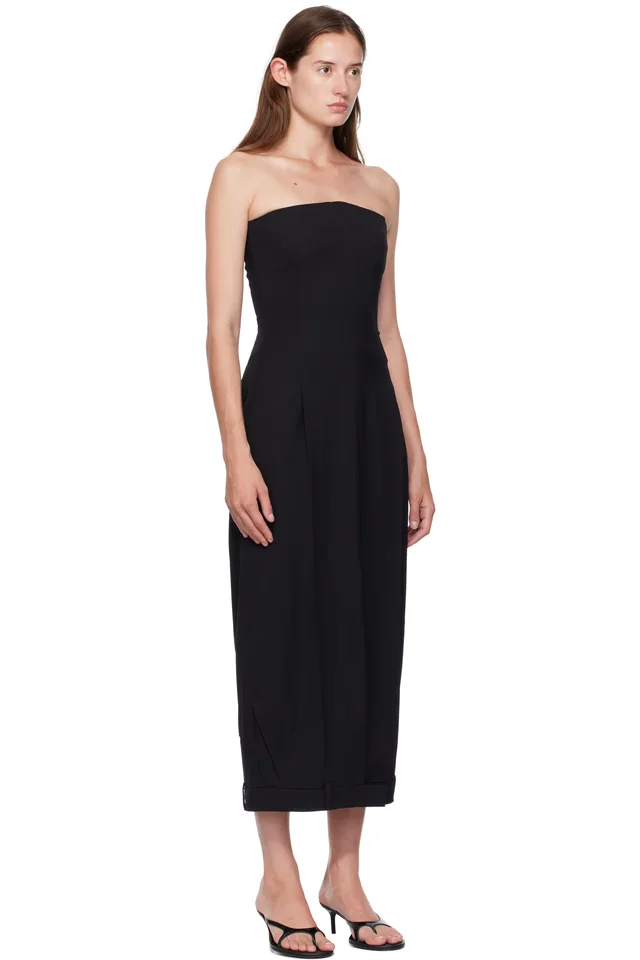 VETEMENTS Black Upside-Down Tailored Pantadress Maxi Dress, photo 2 of 4 from SSENSE