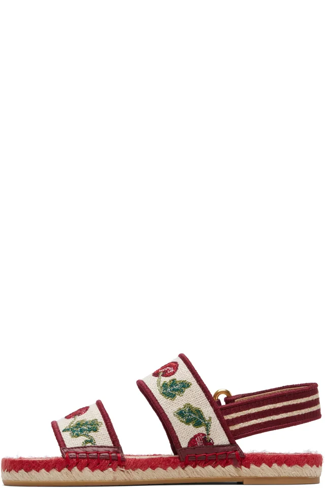 Valentino Garavani Off-White & Red Bribri Sandals, photo 3 of 4 from SSENSE