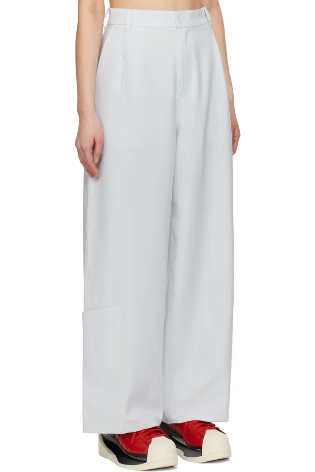 Y-3 Gray Sport Uniform Wide-Leg Trousers, photo 2 of 3 from SSENSE