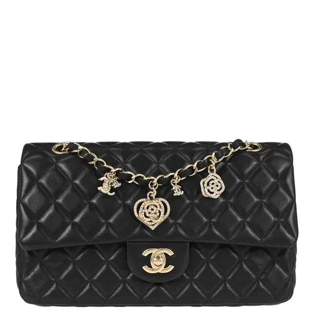 Chanel 2014 Black Lambskin Valentine Single Flap Shoulder Bag in Black Lambskin from AMORE Vintage Tokyo