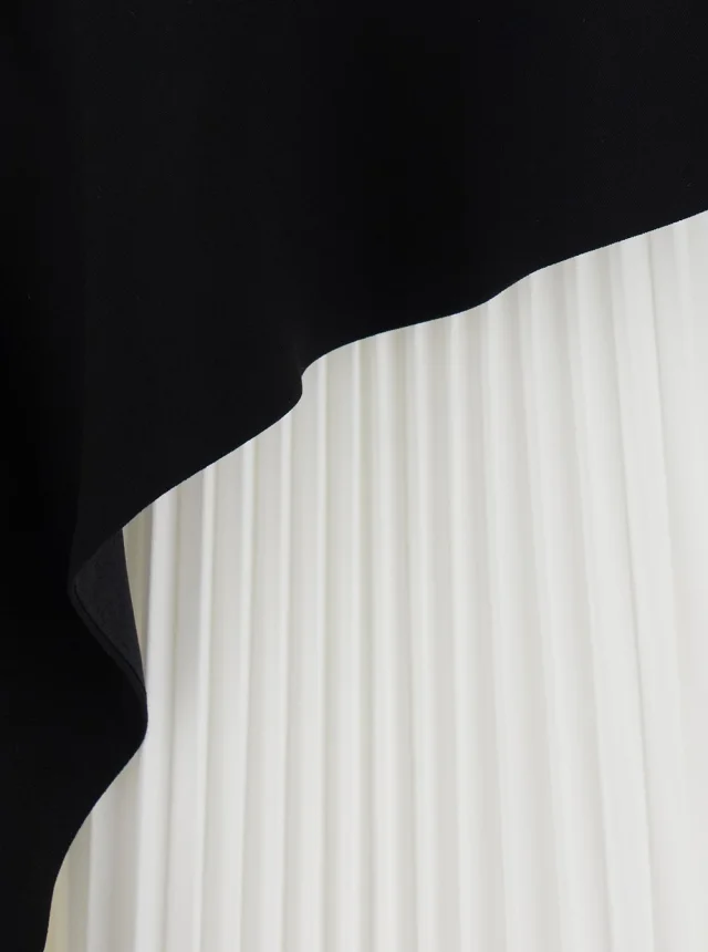SIMKHAI Dress 'Zayla' with Square Neckline and Pleated Skirt in Black and White Tech Fabric for Women in Black, photo 5 of 6 from Gaudenzi Boutique