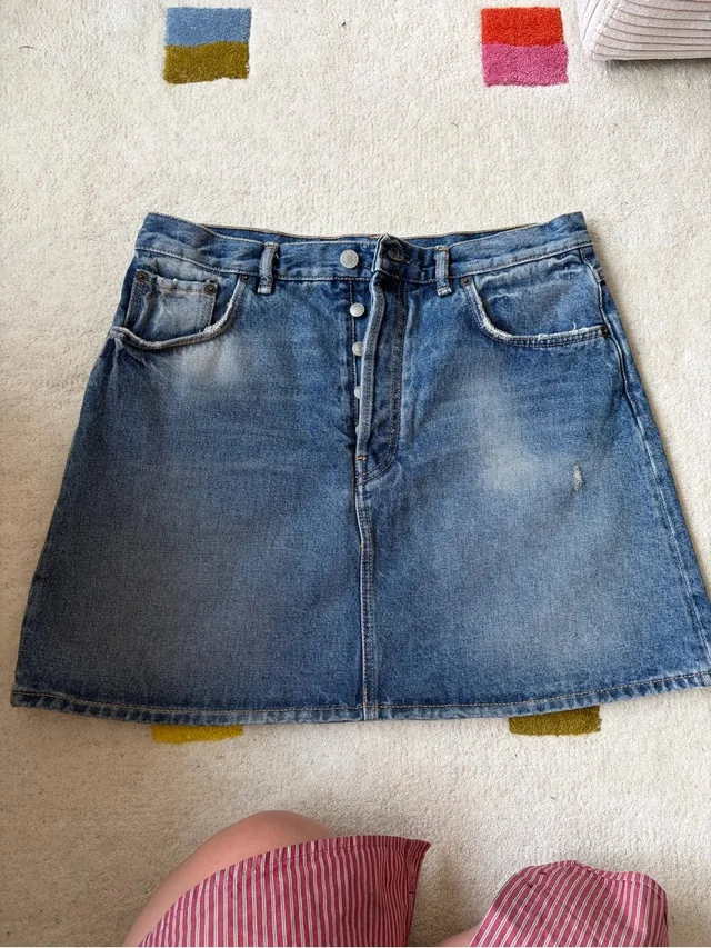 Acne Blue Denim A-Line Skirt in blue Denim from Poshmark