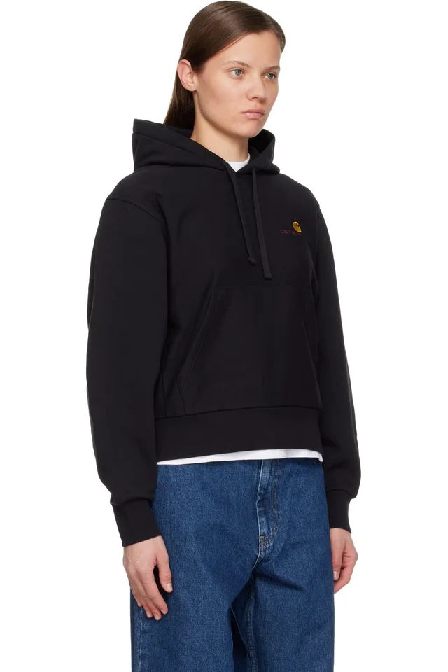 Carhartt Work In Progress Black American Script Hoodie, photo 2 of 4 from SSENSE