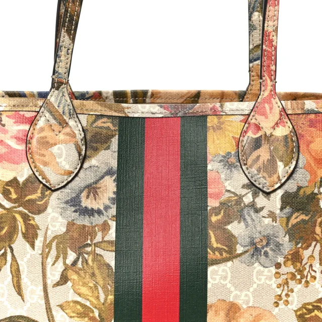 Gucci GG Supreme Monogram Water Flora Web Small Ophidia Tote Beige White Multicolor in White Coated canvas from FASHIONPHILE, photo 9 of 11