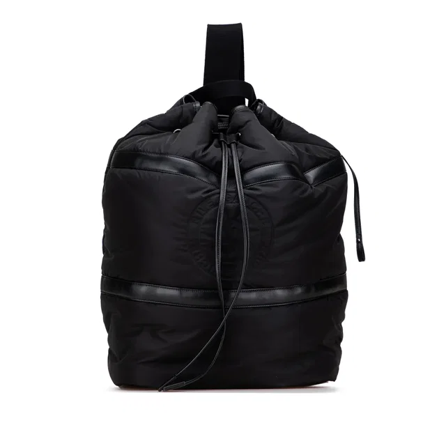 Black Saint Laurent Nylon Rive Gauche Drawstring Backpack in Black Nylon from Designer Revival