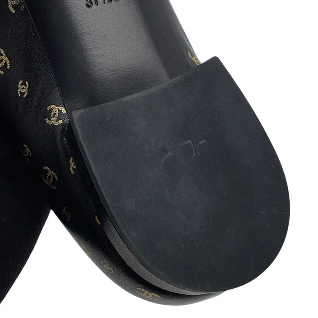 Chanel Ballerina Flat Pumps Black/GoldG45127 Lambskin Patent Leather Size 37 1/2 in Black Lambskin from GALLERY RARE, photo 2 of 2