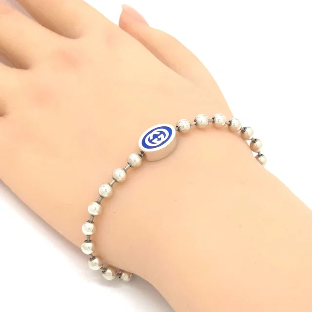 Gucci Interlocking G Ball Chain Bracelet 18 17.7 Blue Color Enamel Sterling Silver in Blue from The Reluxe