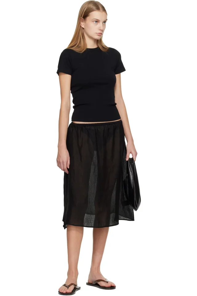 Matteau Black Sheer Midi Skirt, photo 4 of 4 from SSENSE