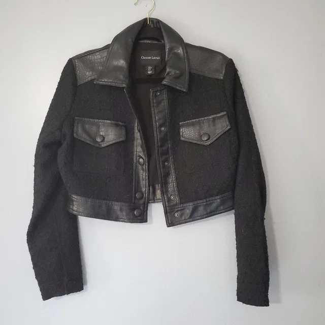 Christian Lacroix Crocodile Tweed, Trim Cropped Jacket Small Bikercore in black Crocodile from Poshmark