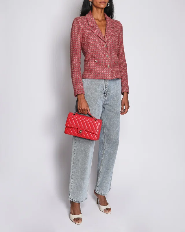 Chanel 17/P Coral Tweed Single Breasted Button Down Jacket Size FR 34 (UK 6) in Tweed from Sellier