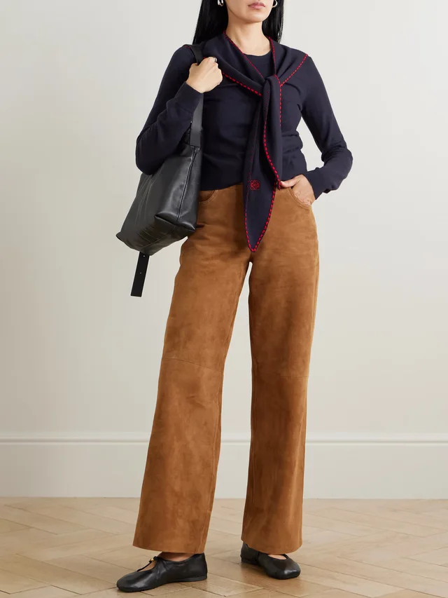 LOEWE Tie-detail embroidered knitted top in Blue, photo 2 of 2 from NET-A-PORTER (Canada)