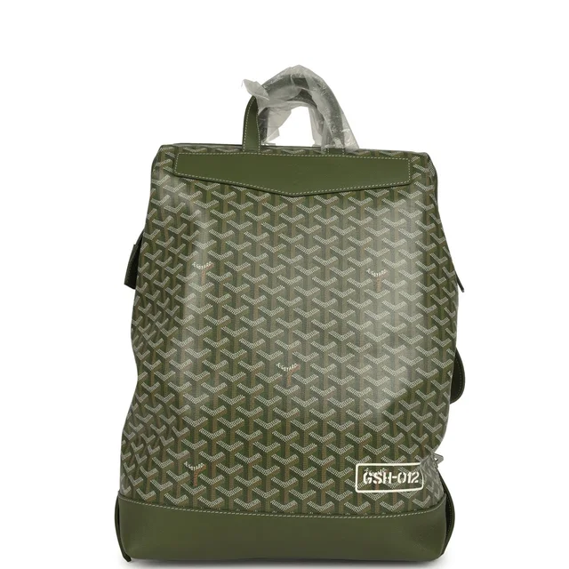 Goyard Goyardine Cisalpin Backpack Khaki Palladium Hardware in Green Calfskin from Madison Avenue Couture